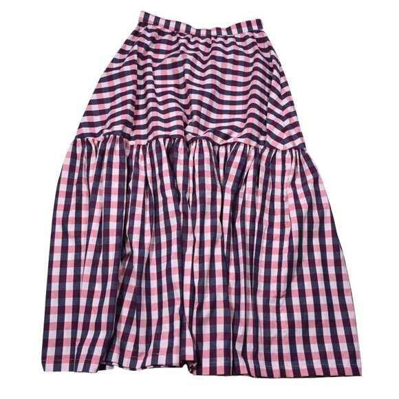 Maria de la Orden Midi Skirt in Pink Blue Check